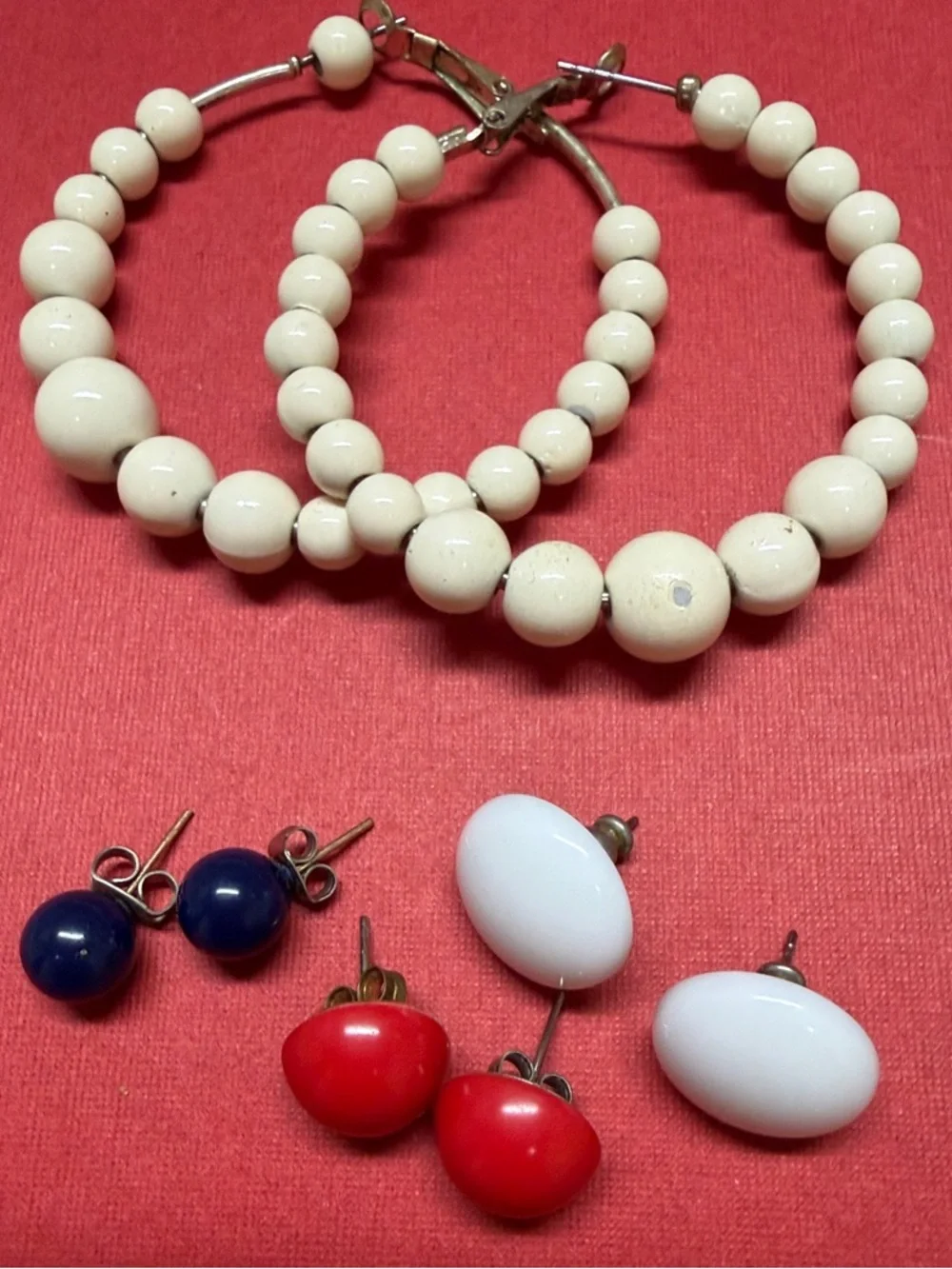 VTG Patriotic Red, White & Blue Earring Bundle